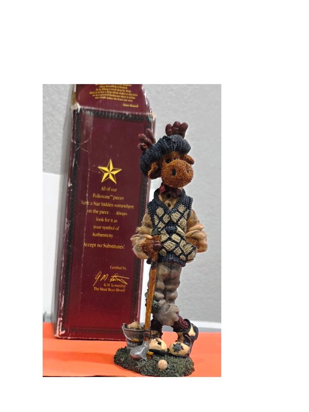1997 Boyds Bears Folkstone Collection "Ziggy... The Duffer" Moose Figurine #2838